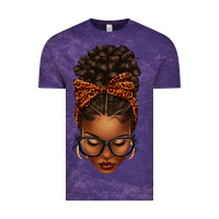 Cloud Purple afro messy bun orange leopard bow Vintage Tee - texasbilliewilder