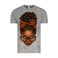 Cloud Rock afro messy bun orange leopard bow Vintage Tee - texasbilliewilder