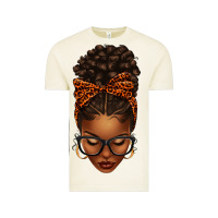 Afro Messy Bun Orange Leopard Bow Vintage Tee | Teevron