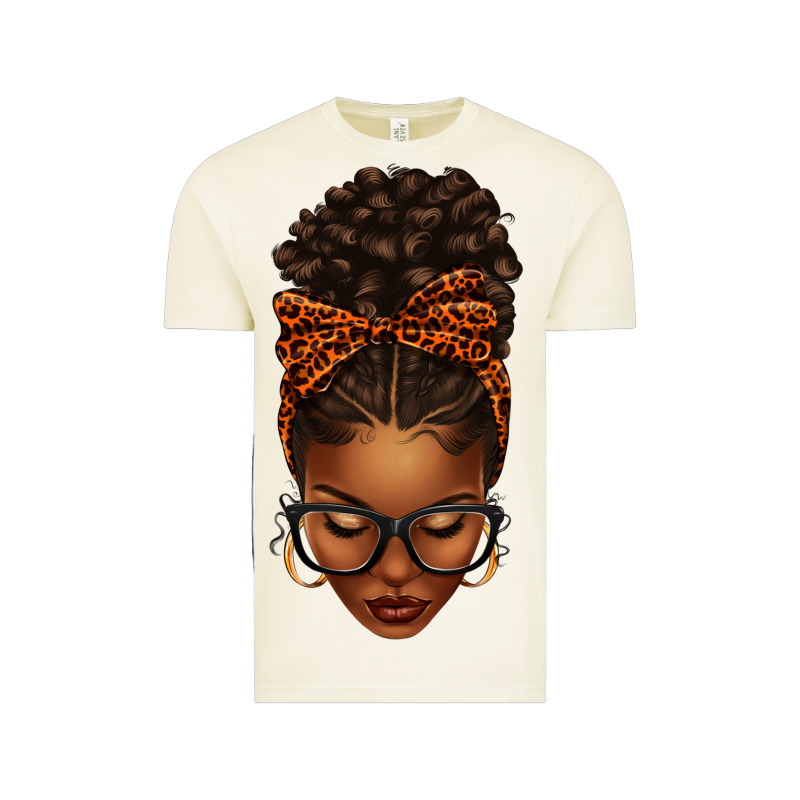 Afro Messy Bun Orange Leopard Bow Vintage Tee by texasbilliewilder | Teevron