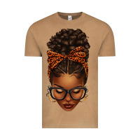 Vintage Camel afro messy bun orange leopard bow Vintage Tee - texasbilliewilder
