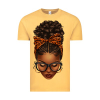 Vintage Mustard afro messy bun orange leopard bow Vintage Tee - texasbilliewilder