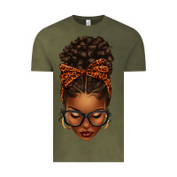 Vintage Olive afro messy bun orange leopard bow Vintage Tee - texasbilliewilder