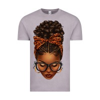 Vintage Zinc afro messy bun orange leopard bow Vintage Tee - texasbilliewilder