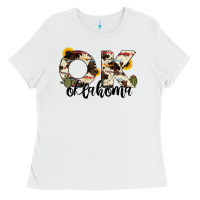 White oklahoma state cowhide serape cactus Ladies Tee - RanaPortraitStore