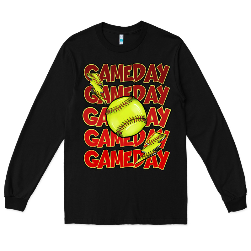 Game Day Softball Lightning Bolt Long Sleeve Tee by HowdyJamesFarm | Teevron