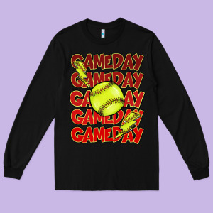 Game Day Softball Lightning Bolt Long Sleeve Tee Designed By Howdyjamesfarm