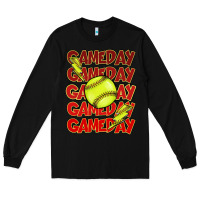 Black Game day softball lightning bolt Long Sleeve Tee - HowdyJamesFarm