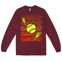 Burgundy Game day softball lightning bolt Long Sleeve Tee - HowdyJamesFarm