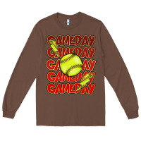 Chestnut Game day softball lightning bolt Long Sleeve Tee - HowdyJamesFarm
