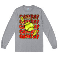 Heather Grey Game day softball lightning bolt Long Sleeve Tee - HowdyJamesFarm