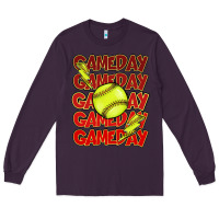 Plum Game day softball lightning bolt Long Sleeve Tee - HowdyJamesFarm