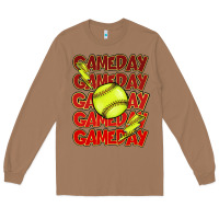 Toasted Coconut Game day softball lightning bolt Long Sleeve Tee - HowdyJamesFarm