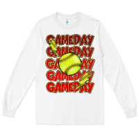 White Game day softball lightning bolt Long Sleeve Tee - HowdyJamesFarm