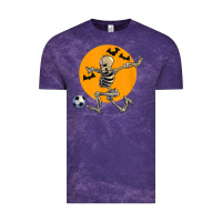 Cloud Purple skeleton soccer player funny halloween blood moon Vintage Tee - DesignPulse