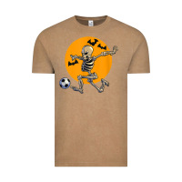 Skeleton Soccer Player Funny Halloween Blood Moon Vintage Tee | Teevron