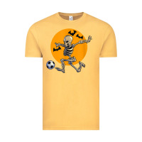 Vintage Mustard skeleton soccer player funny halloween blood moon Vintage Tee - DesignPulse