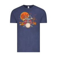 Vintage Denim Skeleton Drummer Halloween Costume Playing Drums Mens Boys Vintage Tee - DesignPulse