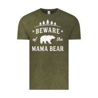 Vintage Olive beware mama bear mom protect strong mother graphic clip art t shirt Vintage Tee - DesignPulse