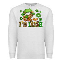 Oatmeal Heather kiss me im irish st patricks lip stain Premium Sweatshirt - LillyAllenDesigns