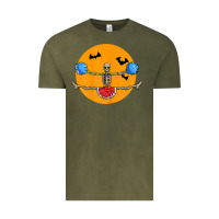 Vintage Olive cheerleading skeleton halloween cheer skeleton cheerleader t shirt Vintage Tee - DesignPulse