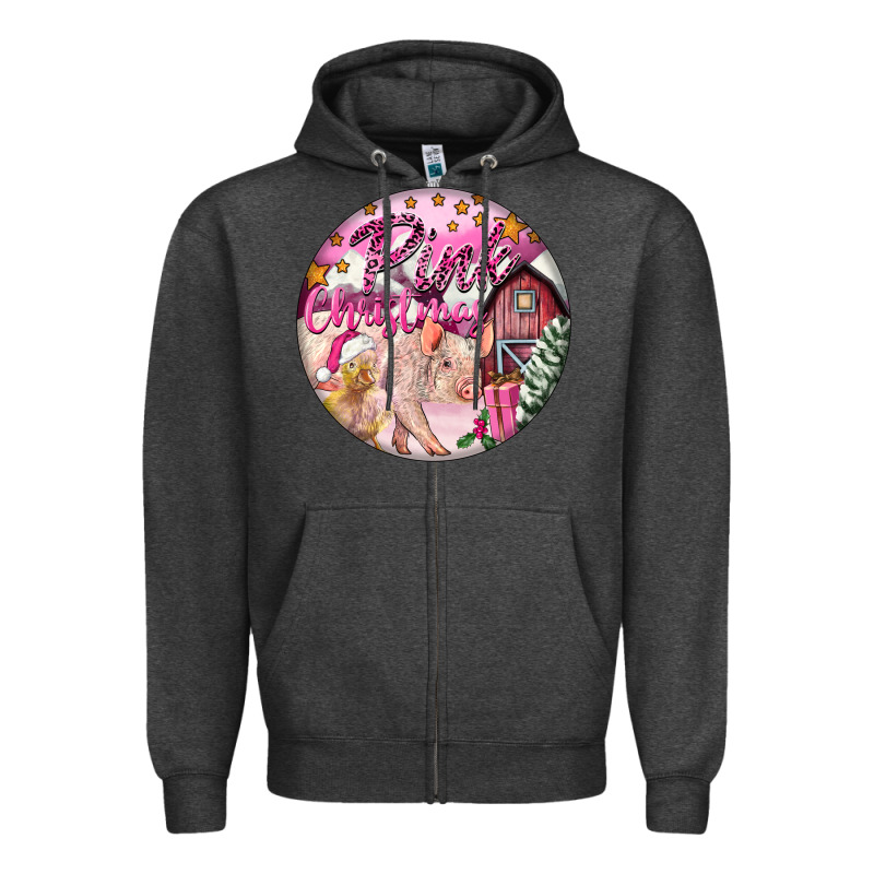 Pink Christmas Pig Zipper Hoodie by FaDigitalArtStudio | Teevron