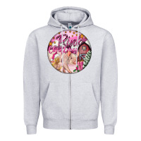 Heather Grey pink christmas pig Zipper Hoodie - FaDigitalArtStudio