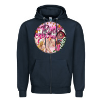 Navy pink christmas pig Zipper Hoodie - FaDigitalArtStudio