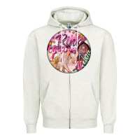 Oatmeal Heather pink christmas pig Zipper Hoodie - FaDigitalArtStudio