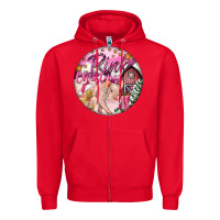 Red pink christmas pig Zipper Hoodie - FaDigitalArtStudio