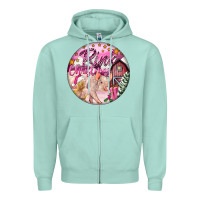 Seafoam pink christmas pig Zipper Hoodie - FaDigitalArtStudio