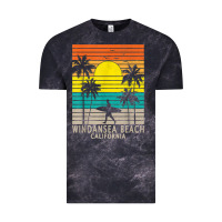 Cloud Black windansea beach california ca surfer surfing surf palm tree Vintage Tee - DesignPulse