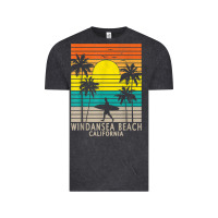 Vintage Black windansea beach california ca surfer surfing surf palm tree Vintage Tee - DesignPulse