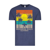 Vintage Denim windansea beach california ca surfer surfing surf palm tree Vintage Tee - DesignPulse