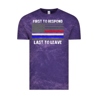 Cloud Purple police fire ems first responder american flag firefighter t shirt Vintage Tee - DesignPulse