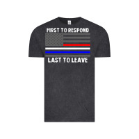 Vintage Black police fire ems first responder american flag firefighter t shirt Vintage Tee - DesignPulse