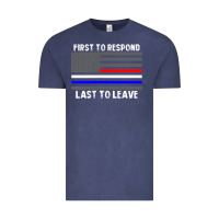 Vintage Denim police fire ems first responder american flag firefighter t shirt Vintage Tee - DesignPulse