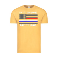 Vintage Mustard police fire ems first responder american flag firefighter t shirt Vintage Tee - DesignPulse