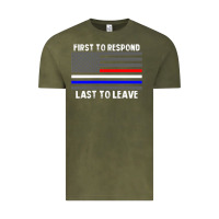 Vintage Olive police fire ems first responder american flag firefighter t shirt Vintage Tee - DesignPulse