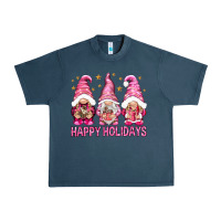 Midnight Navy Happy holidays with gnomes Urban Heavy Tee - NancyCooperArtShop