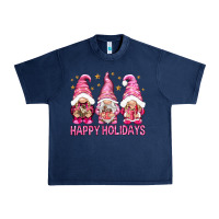Navy Happy holidays with gnomes Urban Heavy Tee - NancyCooperArtShop