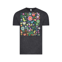 Vintage Black cute birds t  shirt birds and blooms   cute floral pattern by cecca de Vintage Tee - DesignPulse