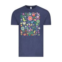 Vintage Denim cute birds t  shirt birds and blooms   cute floral pattern by cecca de Vintage Tee - DesignPulse