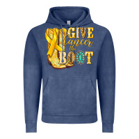 Vintage Denim Give Cancer the boot Childhood Cancer Vintage Hoodie - NancyCooperArtShop