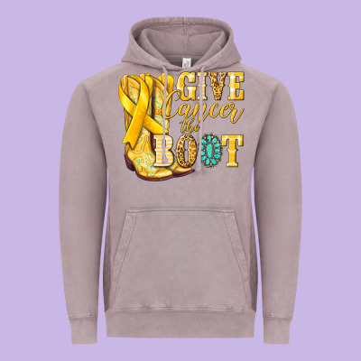 Give Cancer The Boot Childhood Cancer Vintage Hoodie Designed By Nancycooperartshop