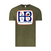 Vintage Olive Coat of arms of Huntington Beach Vintage Tee - PixelWave
