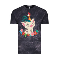 Cloud Black Moana HeiHei Rooster Pua Flowers Graphic Vintage Tee - PixelWave