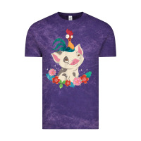 Cloud Purple Moana HeiHei Rooster Pua Flowers Graphic Vintage Tee - PixelWave