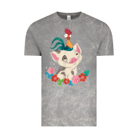 Cloud Rock Moana HeiHei Rooster Pua Flowers Graphic Vintage Tee - PixelWave
