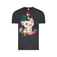 Vintage Black Moana HeiHei Rooster Pua Flowers Graphic Vintage Tee - PixelWave
